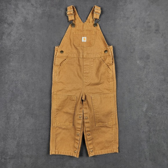 Carhartt Other - Carhartt Bib Overalls Toddler 24 Months Brown Cotton Canvas Double Knee Snap Leg